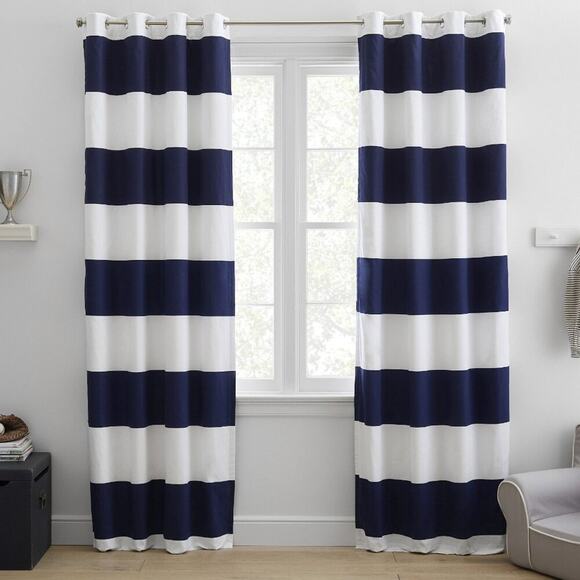 Pottery Barn Kids IDS Preppy Rugby Blackout Curtain 63 x 44